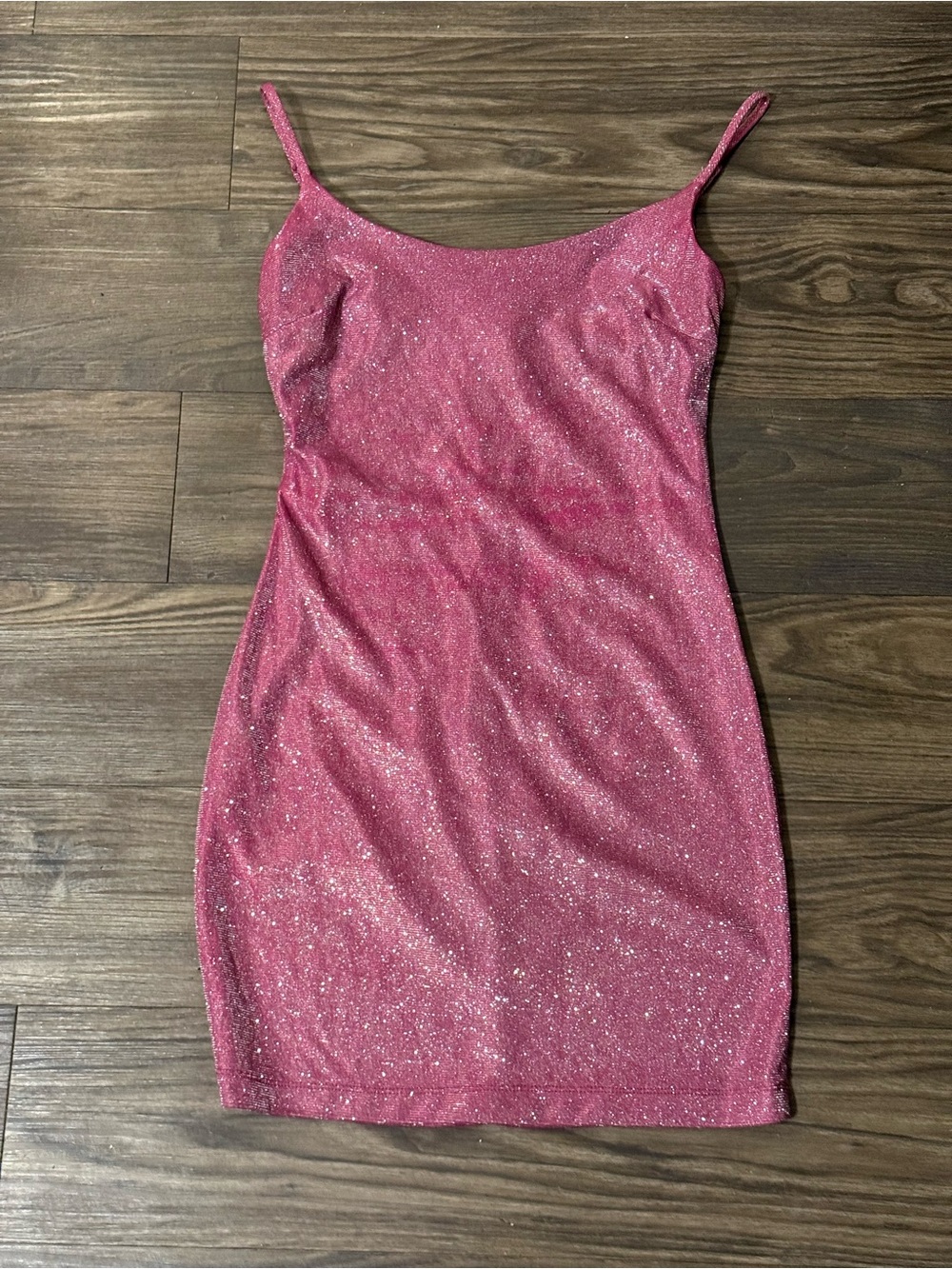 B Darlin Pink Glitter Mini Slip Dress